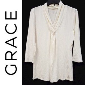 Grace Knotted Front 3/4 Sleeve Top L NWT